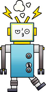 Bir insan tarafından çizilmiş bir robotun gölgelenmiş çizimi