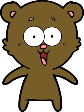 Bir insan tarafından çizilmiş gülen oyuncak ayı çizgi filmi.