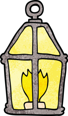 Bir insan tarafından çizilmiş eski bir fener.