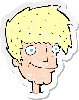 Bir insan tarafından çizilmiş gülümseyen bir karikatür çıkartması.