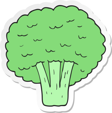 Bir insan tarafından çizilmiş karikatür brokoli çıkartması.