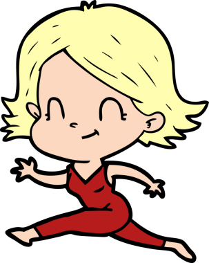 Bir insan tarafından çizilmiş karikatür dostu kız.