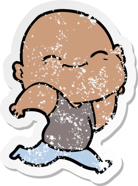 Bir insan tarafından çizilmiş mutlu kel bir adamın sıkıntılı çıkartması.