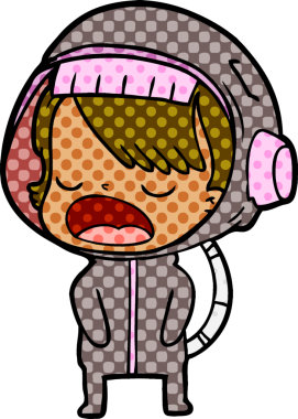 Karikatür astronot kadın bir insan tarafından çizilmiş.