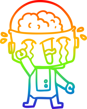 gökkuşağı gradyan çizimi bir insan tarafından çizilmiş ağlayan bir robot çizgi