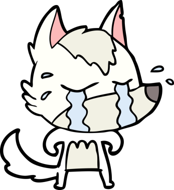 Bir insan tarafından çizilmiş ağlayan kurt çizgi filmi.