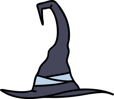 Bir insan tarafından çizilmiş ürkütücü bir cadı şapkası.