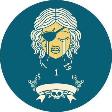 Retro Dövme Tarzı Ağlayan Ork Haydut Karakteri Bir insan tarafından çizilmiş doğal bir rulo