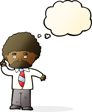 Bir insan tarafından çizilmiş düşünce baloncuklu çizgi film öğretmeni.