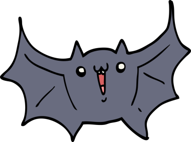 Bir insan tarafından çizilmiş mutlu vampir yarasa çizgi filmi.