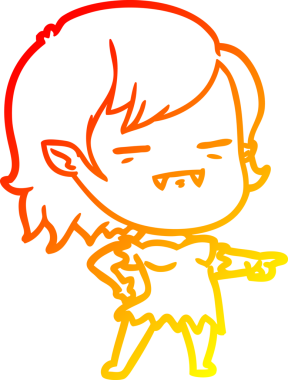 Bir insan tarafından çizilmiş ölümsüz vampir bir kızın sıcak çizgi çizimi