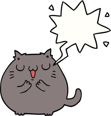 Bir insan tarafından çizilmiş mutlu çizgi film kedisi.