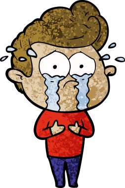 Bir insan tarafından çizilmiş ağlayan bir karikatür.