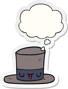 Düşünce baloncuklu çizgi film şapkası insan tarafından çizilmiş bir çıkartma.