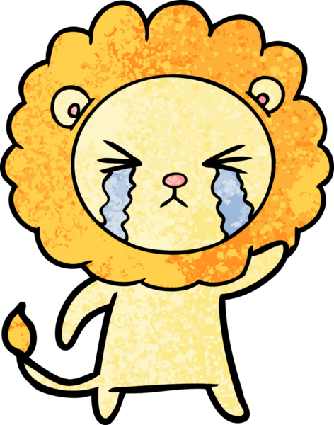 Bir insan tarafından çizilmiş ağlayan bir aslan.