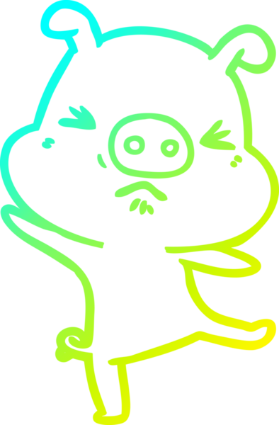 Bir insan tarafından çizilmiş öfkeli bir domuzun soğuk çizgi çizimi.