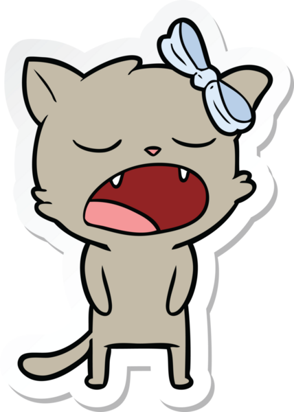 Bir insan tarafından miyavlanan çizgi film kedisinin çıkartması.