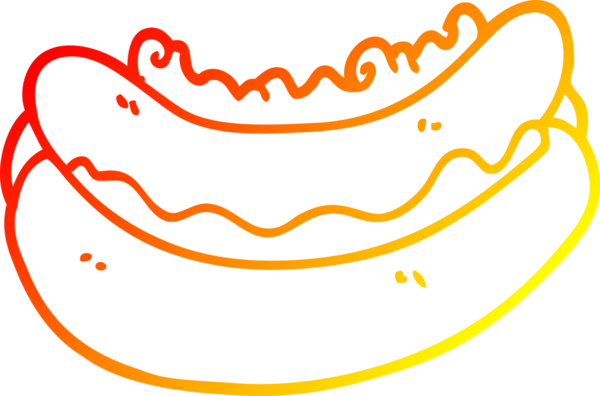 Bir insan tarafından çizilmiş bir sosislinin sıcak çizgi çizgisi.
