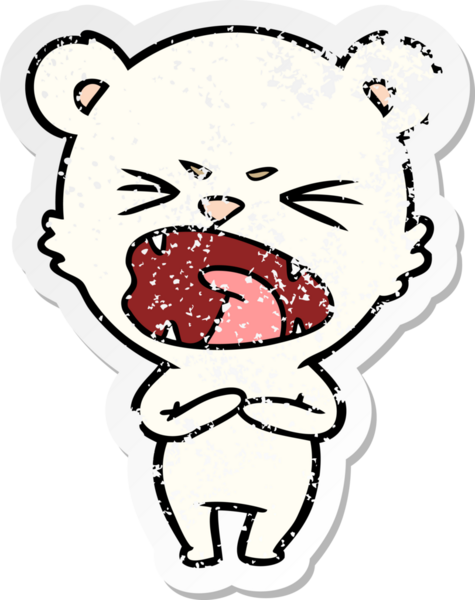 Bir insan tarafından çizilmiş kızgın bir kutup ayısının sıkıntılı çıkartması.