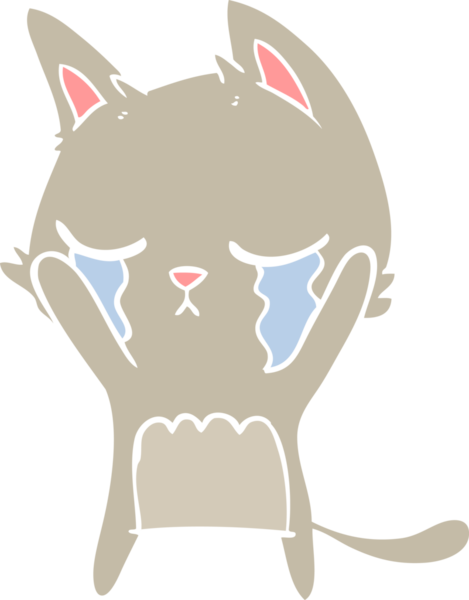 Bir insan tarafından çizilmiş düz renkli çizgi film kedisi.