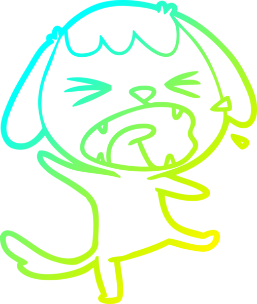 Bir insan tarafından çizilmiş şirin bir çizgi köpeğin soğuk gradyan çizgisi.