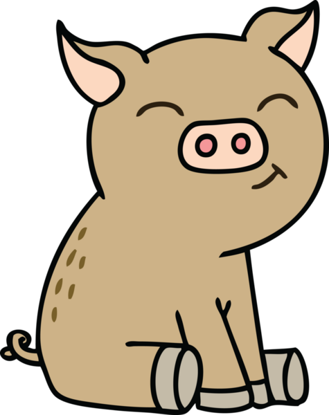 Bir insan tarafından çizilmiş garip bir çizgi film domuzu.