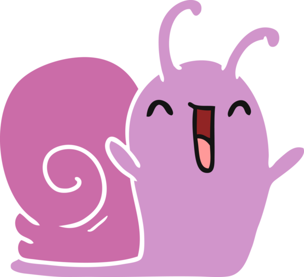 Çizim: kawaii Mutlu şirin salyangoz Bir insan tarafından çizilmiş