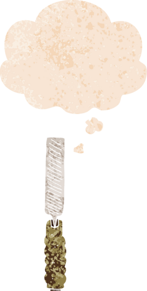 grunge içerisindeki düşünce baloncuğu olan karikatür metal dosyası bir insan tarafından çizilmiş gerilimli retro desen tarzı