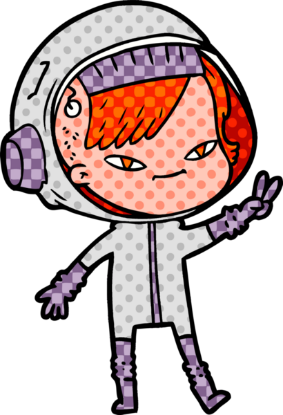 Bir insan tarafından çizilmiş astronot kadın.