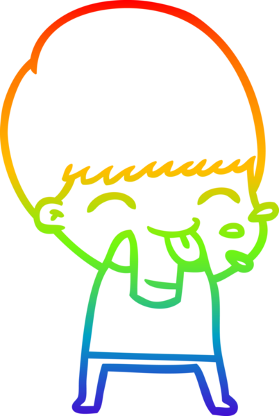 gökkuşağı gradyan çizgi çizimi bir insan tarafından çizilmiş ahududu üfleyen çizgi film çocuğu