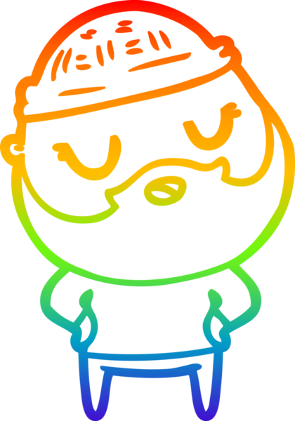 Gökkuşağı gradyan çizimi. Bir insan tarafından çizilmiş sakallı sevimli bir karikatür adam.