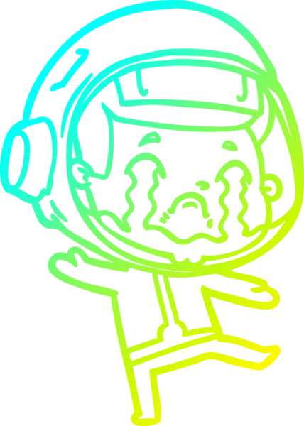 Bir insan tarafından çizilmiş ağlayan astronot çizgi filmi.