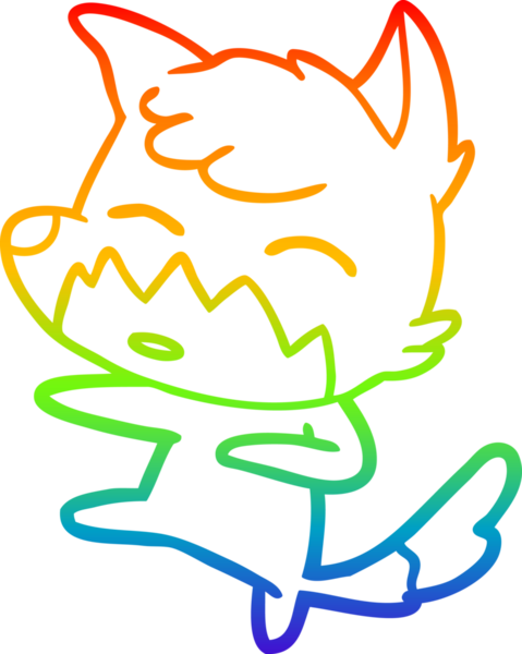 gökkuşağı gradyanı çizimi bir insan tarafından çizilmiş tilki çizgi filmi