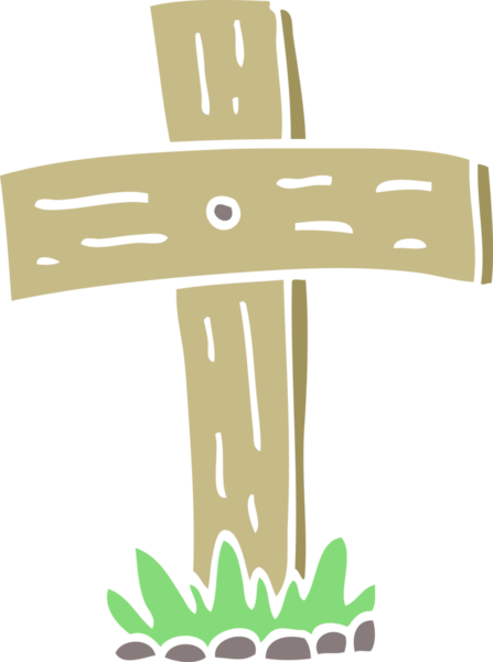 Bir insan tarafından çizilmiş düz renk çizimi karikatür mezarlığı