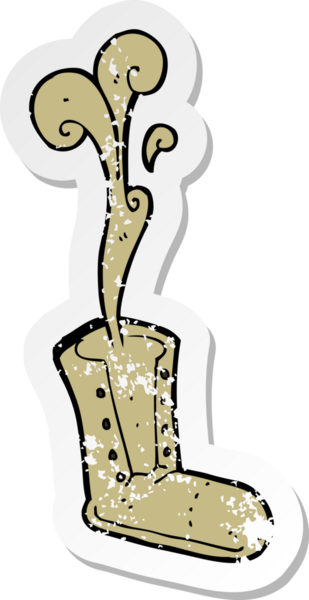 Bir insan tarafından çizilmiş eski bir çizmenin gerilimli çıkartması.