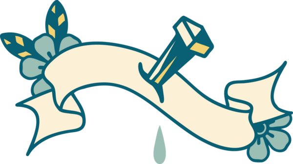 Bir insan tarafından çizilmiş demir çivi sancağıyla geleneksel dövme