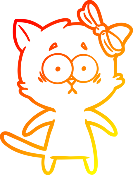 Bir insan tarafından çizilmiş çizgi film kedisinin sıcak çizgi çizimi