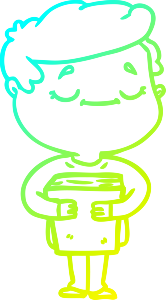 Bir insan tarafından çizilmiş kitabı taşıyan barışçıl bir adamın soğuk gradyan çizimi