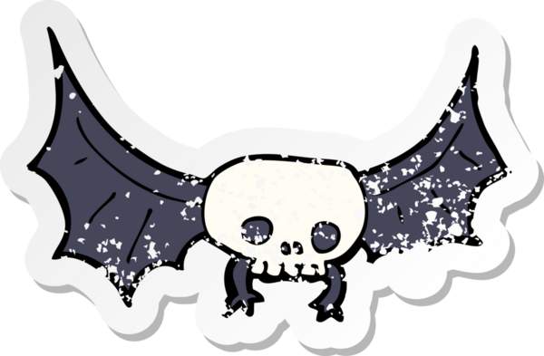 Bir insan tarafından çizilmiş ürkütücü kafataslı bir çizgi filmin gerilimli çıkartması.