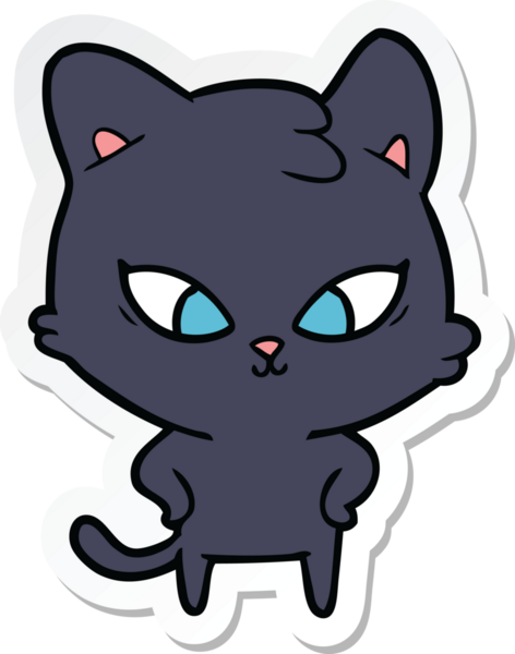 Bir insan tarafından çizilmiş şirin bir çizgi film kedisinin çıkartması.