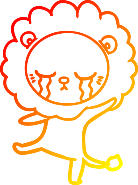 Bir insan tarafından çizilmiş, ağlayan bir aslanın sıcak çizgi çizgisi.