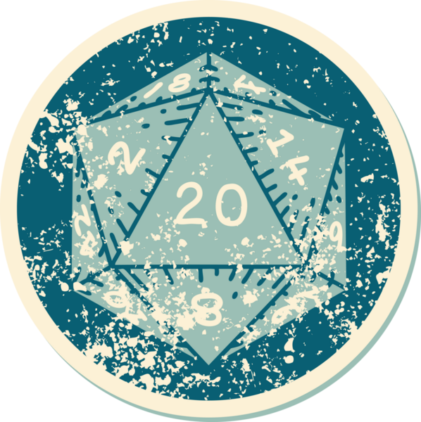 bir insan tarafından çizilmiş d20 zarının sembolik depresif dövme şekli