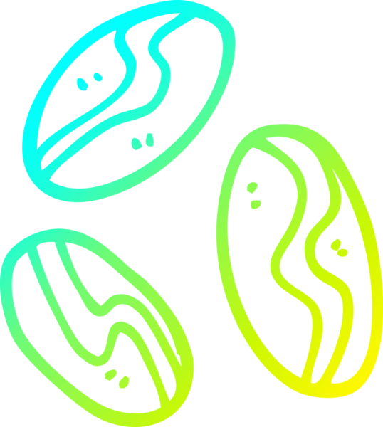 Bir insan tarafından çizilmiş kahve çekirdeklerinin soğuk gradyan çizimi.