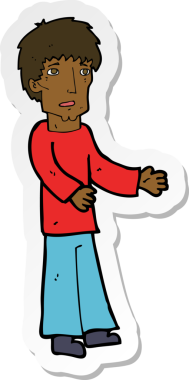 Bir insan tarafından çizilmiş bir karikatürcünün çıkartması.