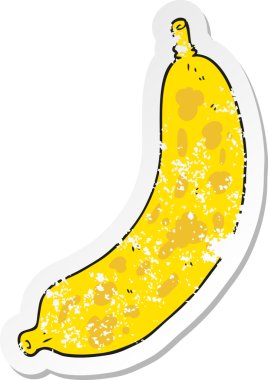 Bir insan tarafından çizilmiş karikatür muzunun gerilimli yapıştırması.