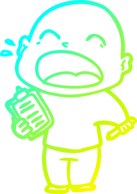 Bir insan tarafından çizilmiş kel adam diye bağıran bir çizgi film çizimi.