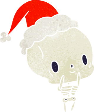 Bir insan tarafından çizilmiş Kawaii iskeletinin eski bir karikatürü.