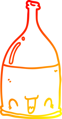 Bir insan tarafından çizilmiş bir şarap şişesinin sıcak çizgi çizgisi