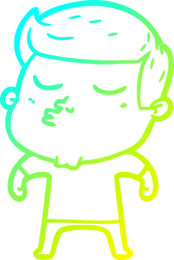 Çizgi film mankeni bir adamın insan tarafından çizilmiş soğuk gradyan çizimi.