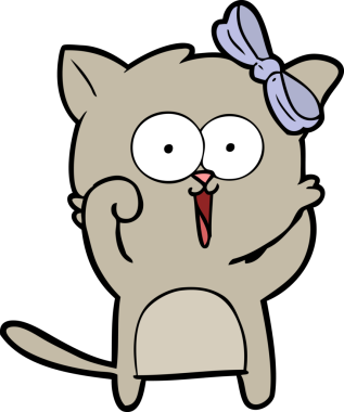 Bir insan tarafından çizilmiş çizgi film kedisi.